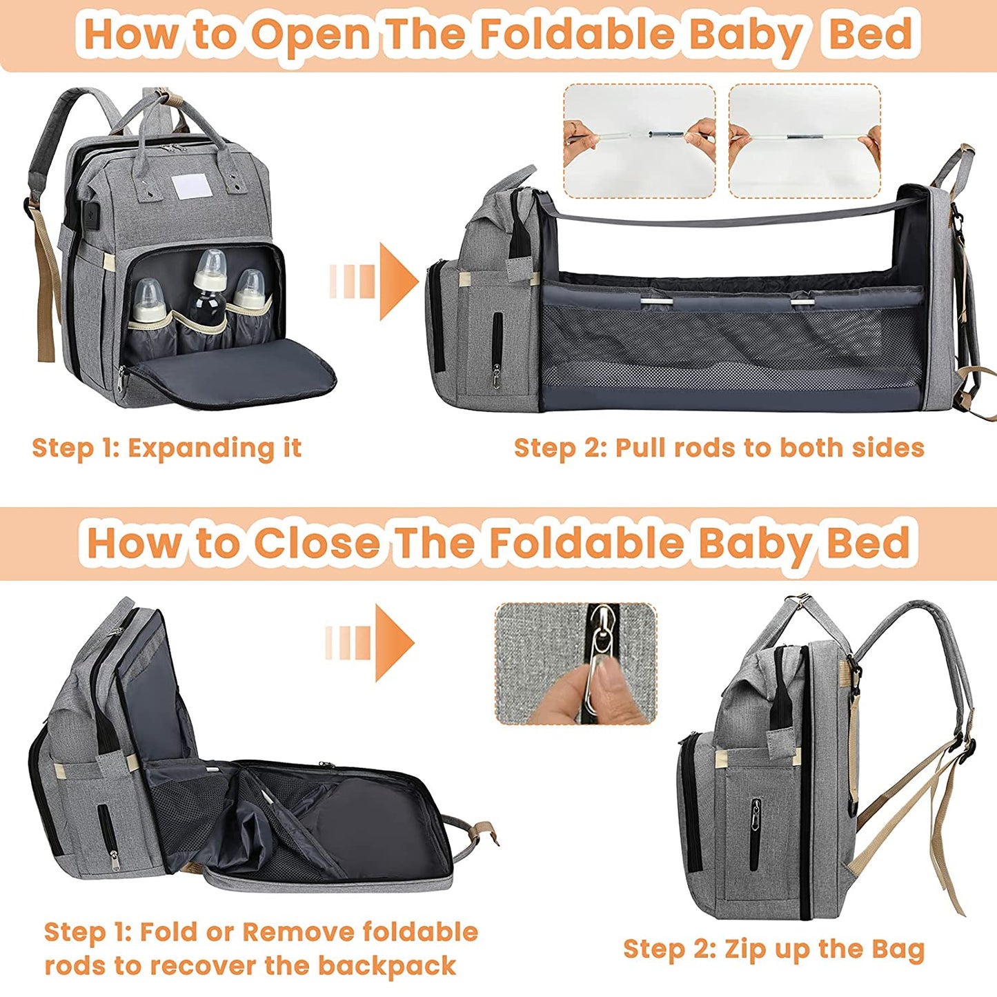 Sac à langer portatif | Berceau de voyage BabyNappy™ - Petitmondemagik.com